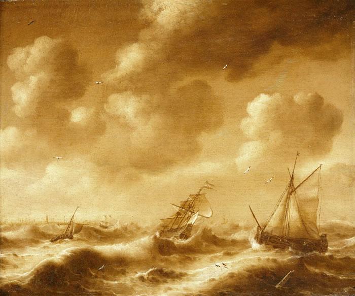 Hendrick van Anthonissen Shipping in a Gale Norge oil painting art